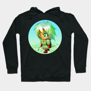 kawaii manga style elf archer in green for dnd and fantasy fans Hoodie